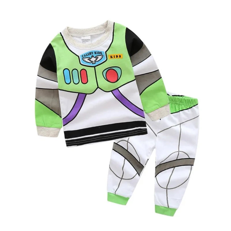 Kids Cartoon Pajama Sleepwear Anime Nightwear Soft Comfortable Loungewear Casual Home Wear Clothes Outfit Boy Girl Age 2-7 Years