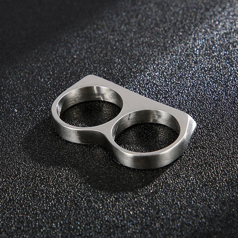 Hiphop Men Ring Fashion Black Gold Silver Color Double Finger Brass Knuckles Rings Jewelry Gifts