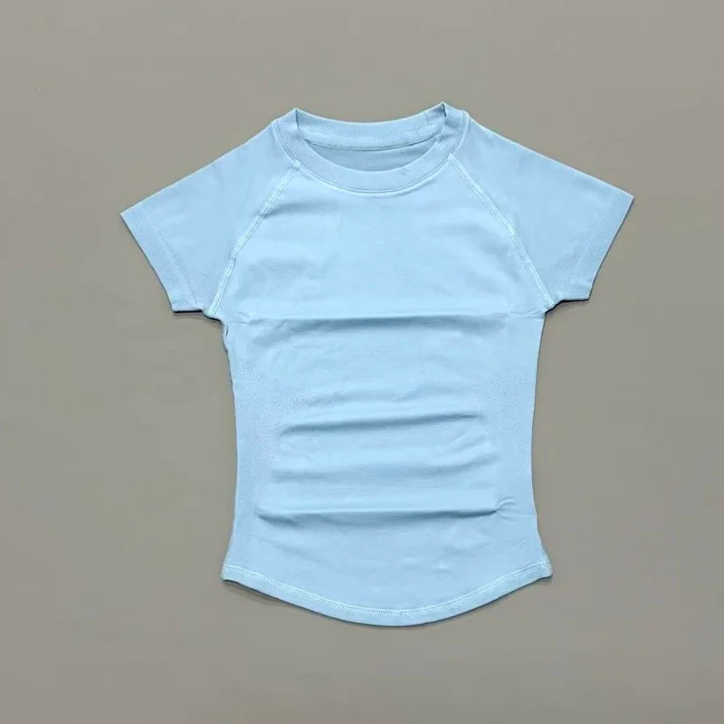 Women Sports T-Shirt Round Neck Short Sleeve Breathable Stretchy Tops Gym Fitness Yoga Running Workout Casual Athletic Shirts