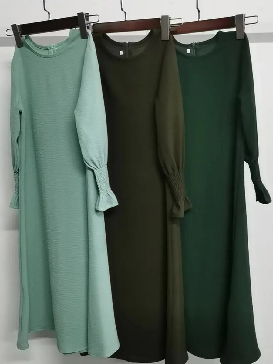 Muslim Kids Girl Dubai Abaya Ruffle Solid Long Dress Modest Ramadan Robe Kaftan Femme Musulmane Islamic Clothing African Dresses