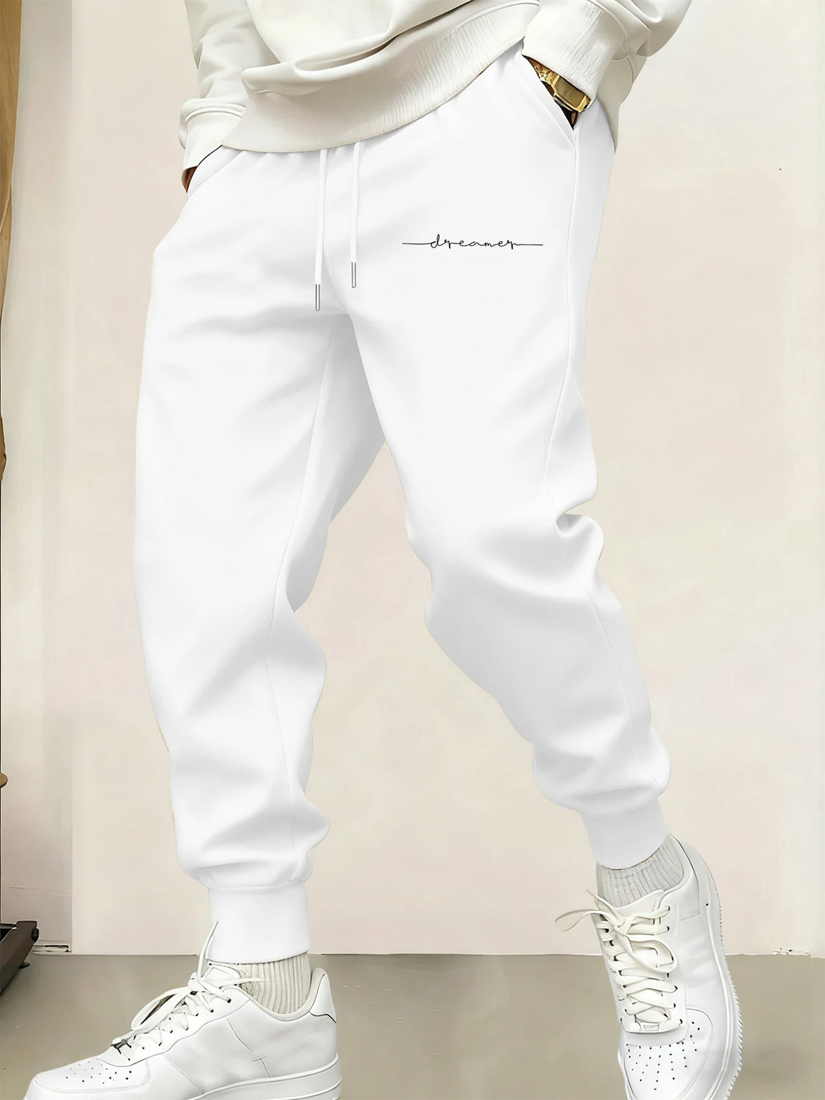 Cursive Fonts Creativity Prints Man'S Casual Long Pants Drawstring Sports Pant Warm Joggers Sweatpants Fleece 10 Colors Trousers