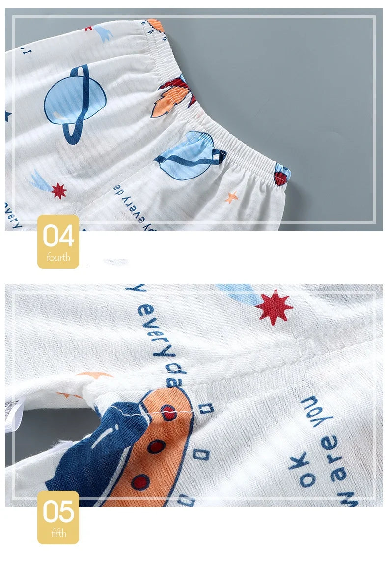 Pajama Cartoon T-Shirt+Shorts 2-Piece Clothing Set Kids Summer Baby Boys Girls Casual Tracksuit Clothes Suit 0-6 Years
