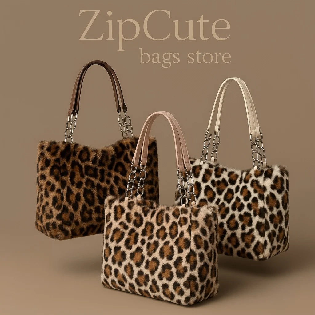 Versatile simple large-capacity bag 2025 new autumn and winter tide fashion leopard print plush tote bag atmospheric fluff shoul