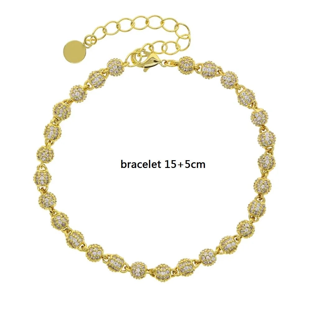 Wholesale Iced Out Bling Hip Hop Rock Men Jewelry Micro Pave CZ Ball Linked Beaded Bracelet 2026