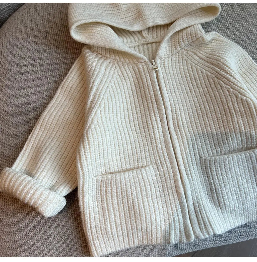 Childrens Sweater Christmas Trendy Kids Girls Knitted Cardigan Jacket Autumn Winter Boys Hooded Zipper Sweater Coat