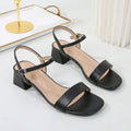 Sandals for Women Summer Fashion Soft Leather Chunky Sandals Round Head Open Anti-slip Wear-resistant High Heels Plus Size 44