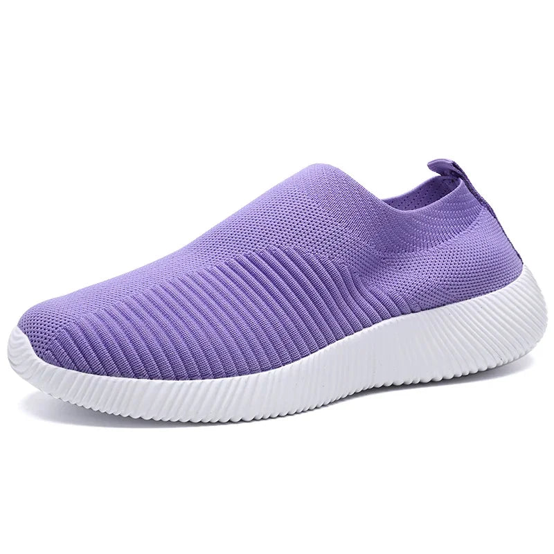 Knitted Sneakers for Women 2024 Autumn Slip on Breathable Mesh Casual Shoes Woman Flat Heels Plus Size Loafers Zapatos Mujer