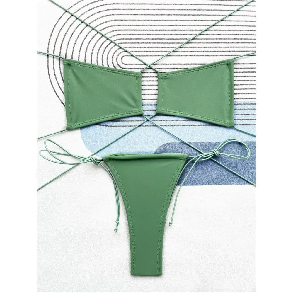 Micro String Extreme Bikini Sexy Backless Y2K Swimsuit Bandage Swimwear Women Two Piece Beach Outfit Bikinis Tangas Bathing Suit