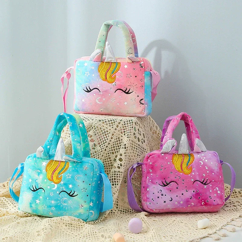 new Handbags Children Lovely Crossbody Bag Kids Girls Small Purse Colorful Plush Single Shoulder Storage Bag