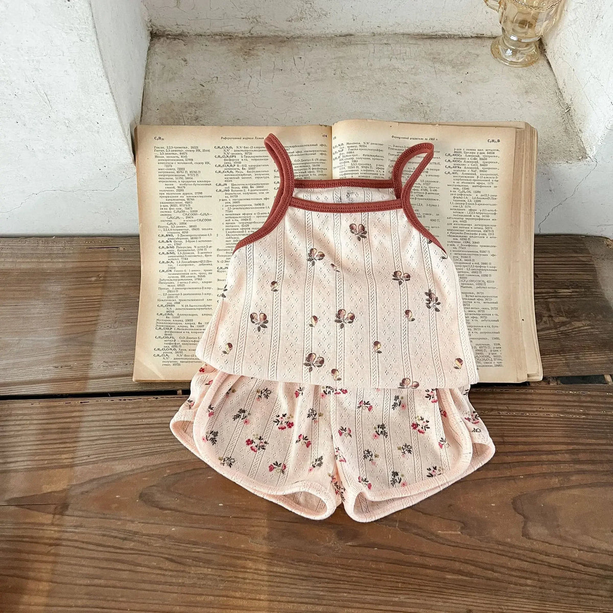 Children Pajamas Danish Style Home Clothes Summer Baby Sling Suit Print Top Vest +shorts Kids Ventilate