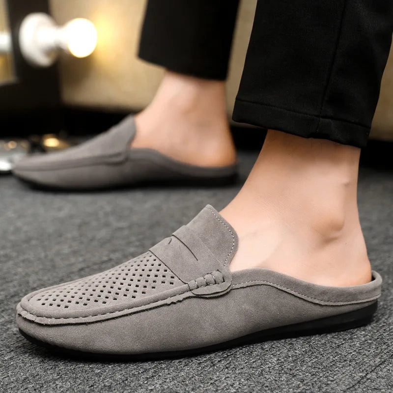 Men's Loafers Lightweight Bean Shoes Summer One Step Push Lazy Breathable Casual Half Support Slippers for Men