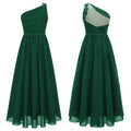 Kids Flower Girls Dress One Shoulder Pleated Evening Wedding Party Formal Occasion Long Maxi Junior Bridesmaid Tulle Dresses