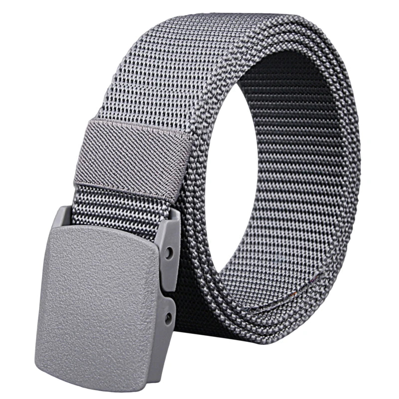 Men Belt Jeans Belts Adjustable Belt Men Outdoor Travel Waist Belt with Plastic Buckle for Pants Soft Nylon Sports Accessories