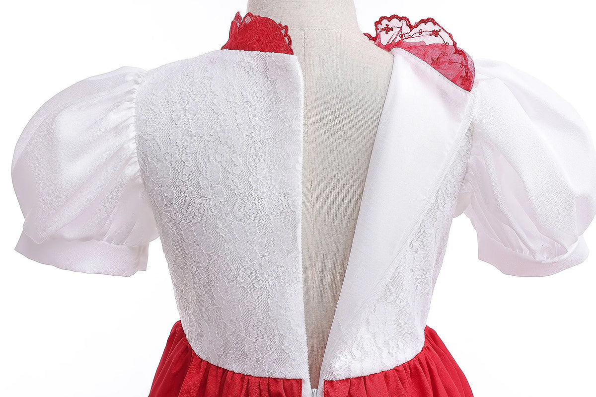 Kid White Peach Costume Princess Costume Plumber Adventure Girls Cosplay Apparel Halloween Video Game Victory Bonus Lolita Dress