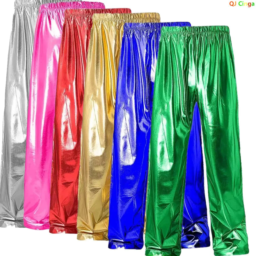 2026 New Men Green Shiny Trousers, Fashion Casual Pants, Gold, Red, Blue, Silver Available, Size S,M,L,XL,XXL,3XL