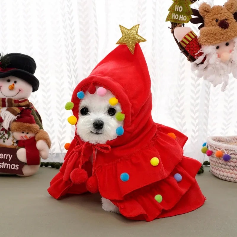 Cute Pet Christmas Clothing Pet Dogs Cats Hoodie Chihuahua Yorkshire Coat Suitable for Small and Medium Sized Puppies Cloak
