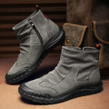 Men's Boots High Cut Workwear Shoes Autumn New Zipper Pleated Non Slip Comfort Thick Soled Wear-resistant Fashion Flat Boots