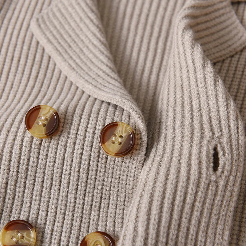 2025 Korean Breasted Sweater Jacket Children Vintage Knitted Cardigans Baby Cardigans Boys Winter Knit Sweaters Coat Kids Double
