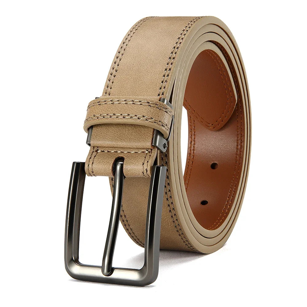 Men Belts High Quality Genuine Leather LONG Large Pin Buckle Metal Automatic Buckle Male Belts Strap Male