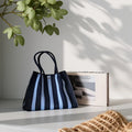 New color-blocking knitted stripe design tote bag, large capacity handbag for women's commute