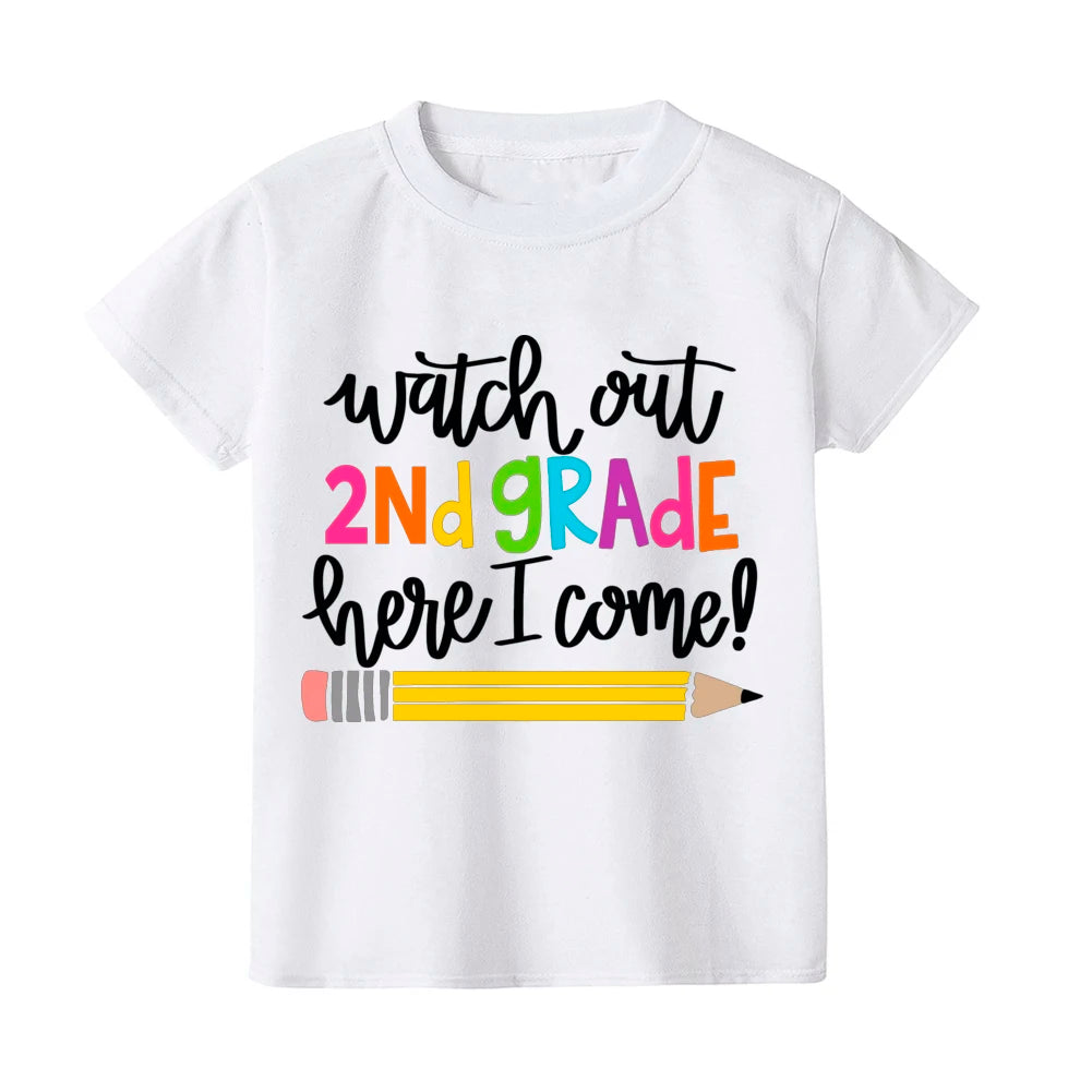 First Day of Kindergarten Kid T-Shirt Girl Boy Clothes Back To School Shirt Preschool 1-5th Grade Child Shirts School Opens Gift