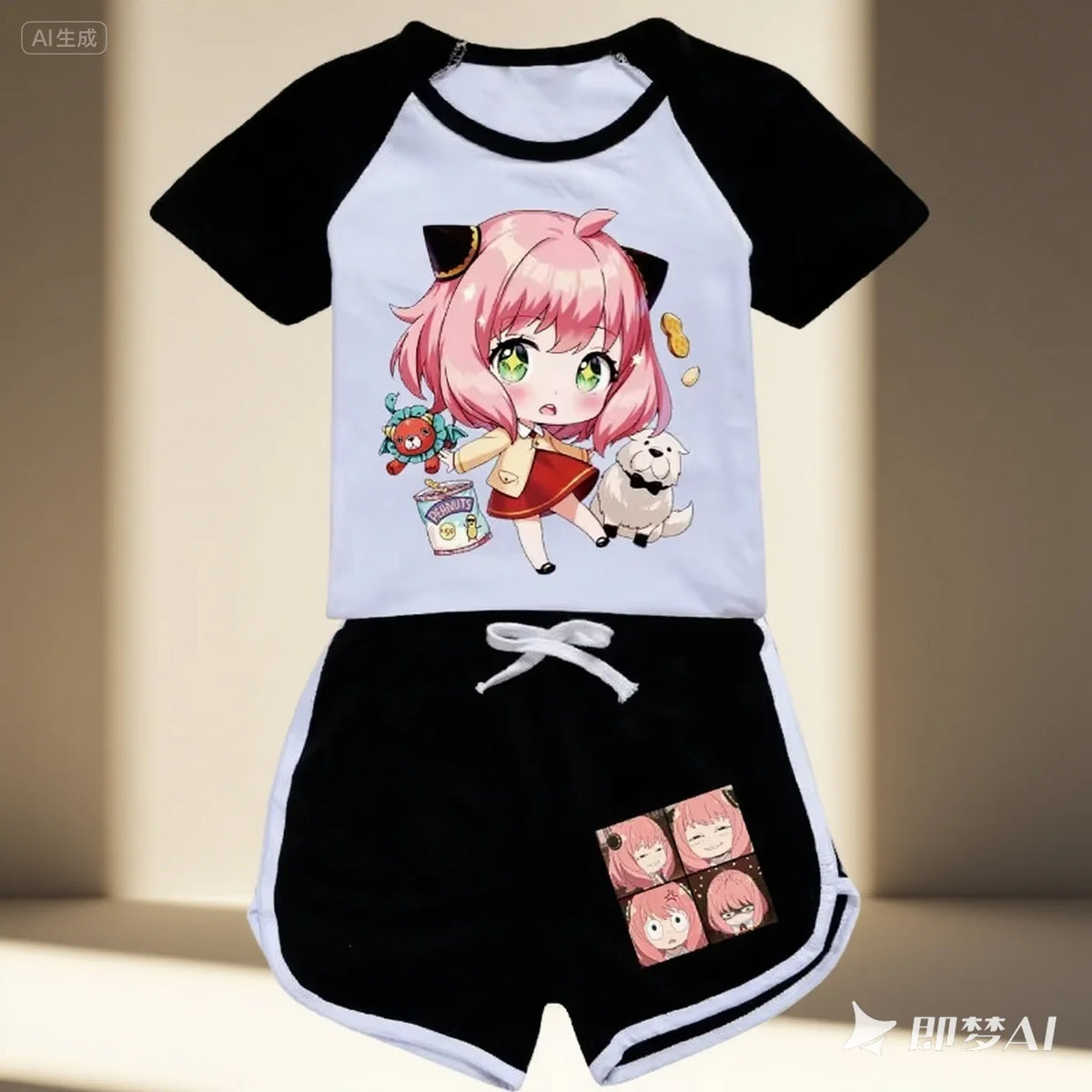 new Anime SPY×FAMILY Pajamas Children's Summer Clothing Anya Leisure Short Sleeve Round Neck T-shirt+shorts Set Kids Gift 2pcs