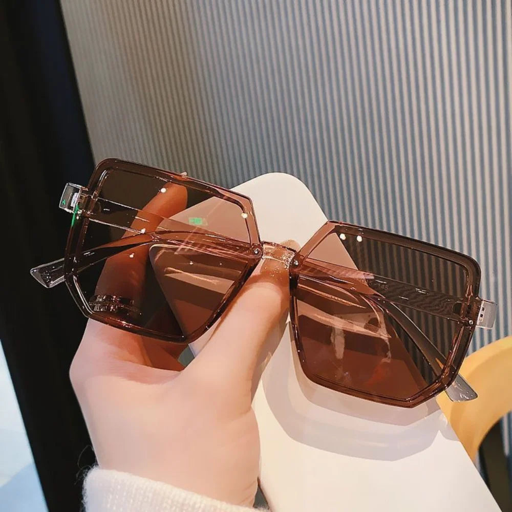 Vintage Women Large Frame Square Sunglasses Men Luxury Sun Glasses Brand Design Trendy Eye Glasses UV400 Shades Driving Goggle