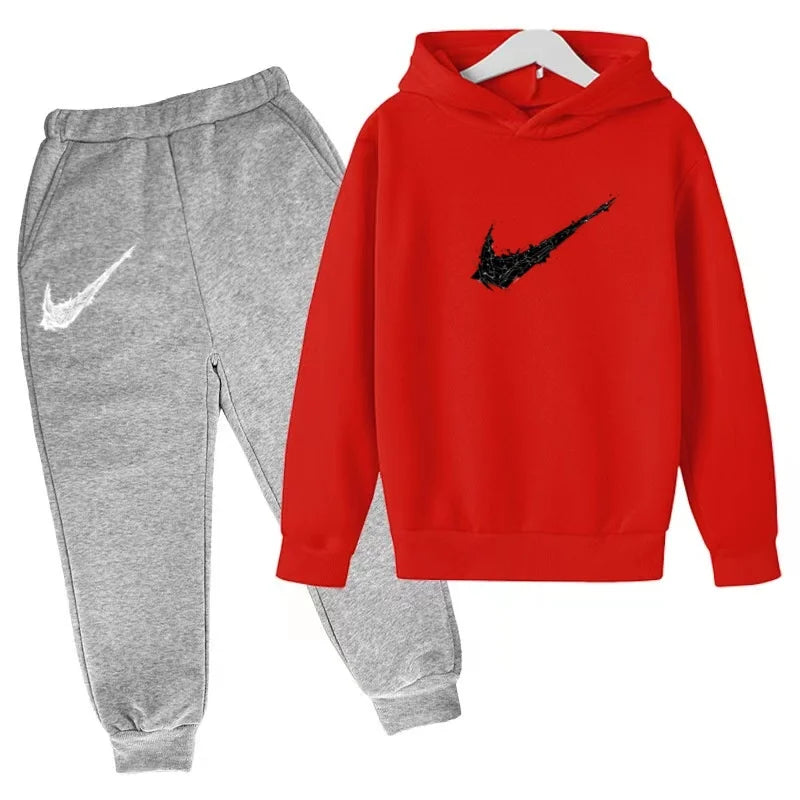 Kids Autumn Winter Hoodie Boy Girl 3-13Yrs Letter Print Clothing Casual Top+Trousers 2P Child Gift Brand Sports Coat Jogging Set