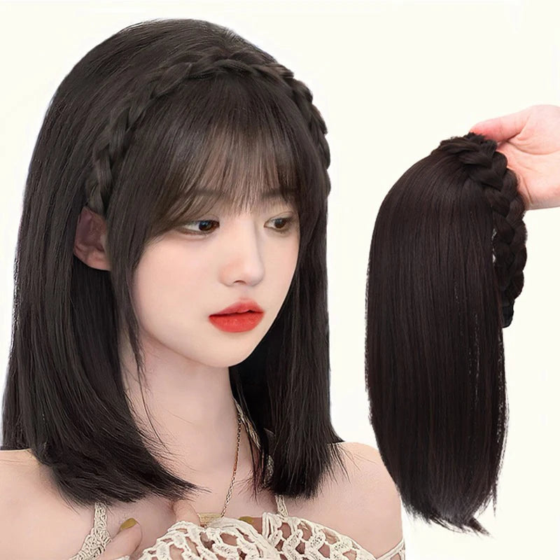 Wig For Woman Short Hair Headband With Hair Wig Fish Bone With Wig Integrated Hair Patch Hair Accessories