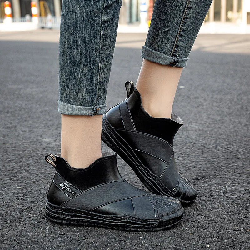 Asgard Women's Short Rain Boots Summer Anti Slip Waterproof Soft-soled Boots 2025 Fashion Ankle Rubber Boot New Lady Garden Shoe