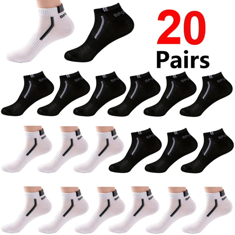 30Pairs Men Socks Mesh Breathable Short Casual Socks Color-block Sports Sock Sports Socks Absorb Sweat Ankle