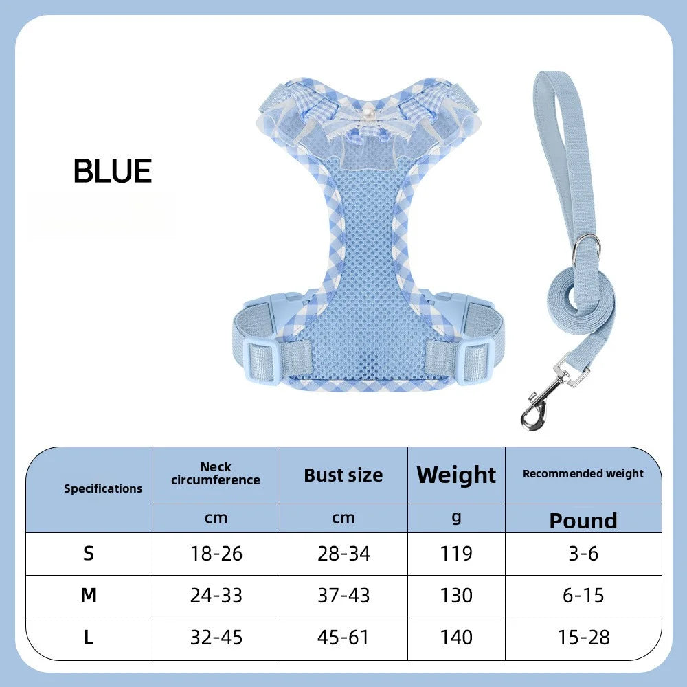New Dog Harness and Leash Set Pet Accessories Dog Harness Small Dogs French Bulldog Pug Pug Bichon Frise Puppy Chest Collar