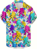 Men's Fashion 3D Printed 2025 Casual Hawaiian Shirts Funny Monkey Giraffe Cat Graphic Blouses Short Sleeve Button Shirt Tops