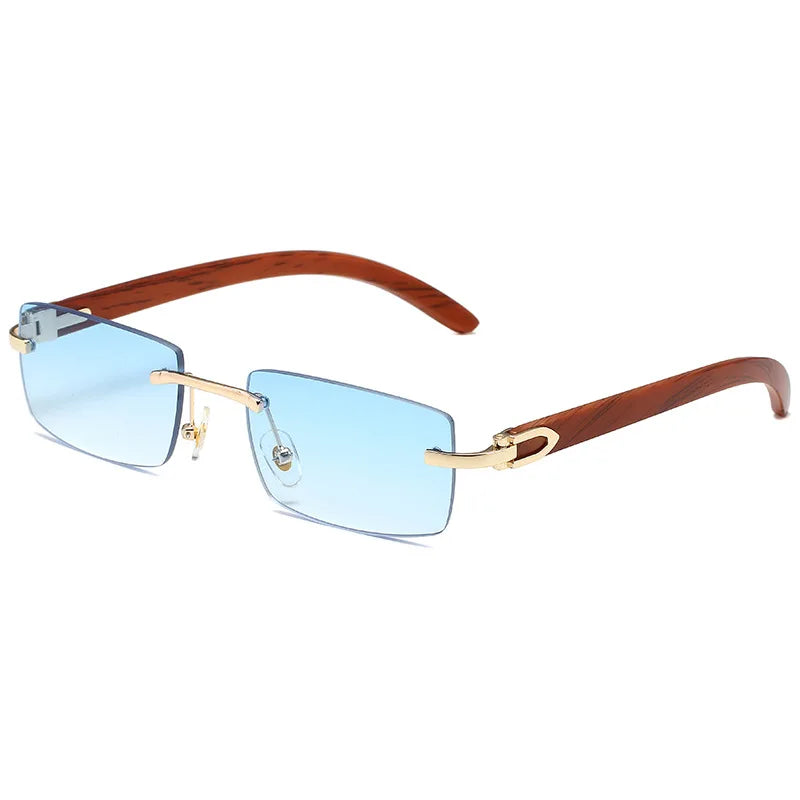 Sunglasses for Men 2026 Rimless Rectangle UV400 PC Frame Blue Lightweight Comfortable Vintage Shades HD Anti-glare Outdoor
