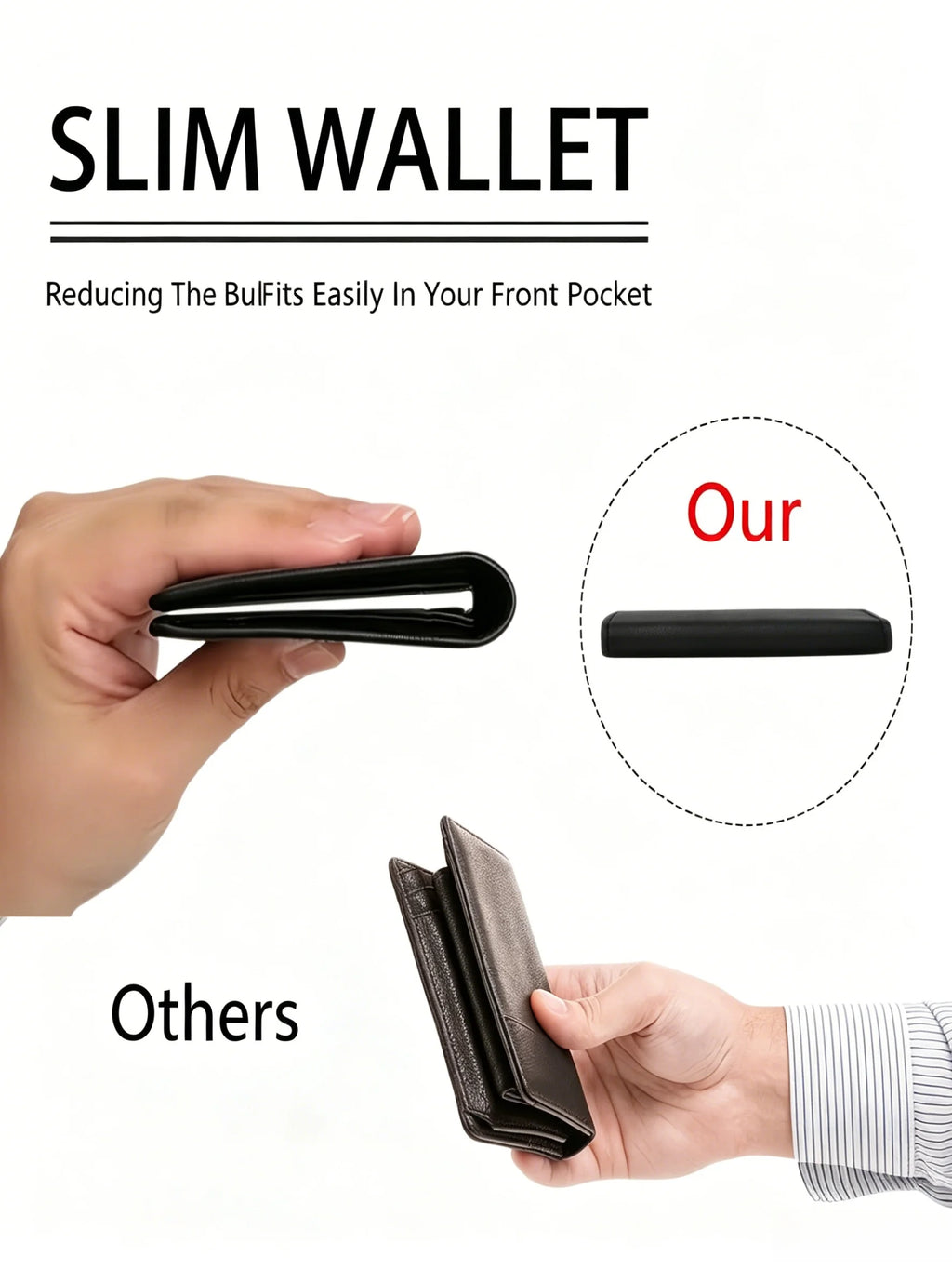 Slim Wallet for Men, Front Pocket Bifold Credit Card Holder, Scratch-Resistant PU Leather with Card Slots & ID Window