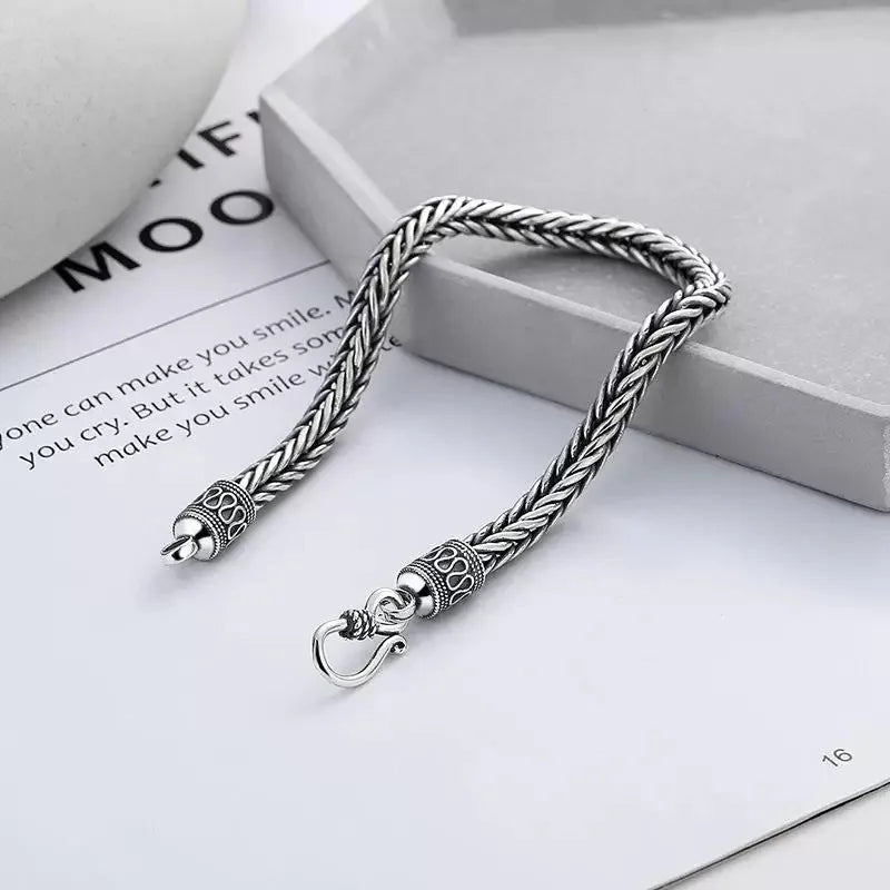 Men Bracelet 925 Sterling SilverVintage Men Bracelet for Man Women Wedding Jewelry Engagement Fashion Gift Party High Quality