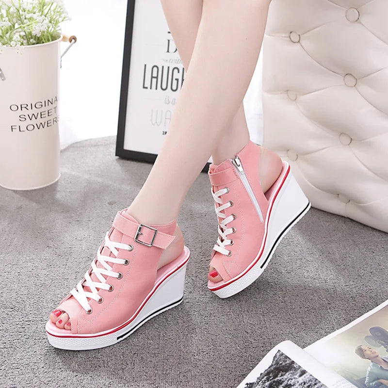 Women Sandals 2022 Lady Platform Wedges Sandals Zipper Comfortable Women's Sandals Open Toe Casual Summer Sports Shoes Sandalias