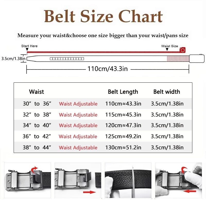 Men's Belts-Vintage StyleSecond Layer Cowhide Ratchet Belt -Adjustable Automatic Buckle Durable Alloy Buckle High Quality Casual