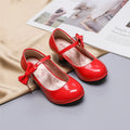 Children High Heels Spring Autumn Princess Shoes for Girls Solid Color Bowtie Kids Leather Shoe Party Wedding Fashion Versatile
