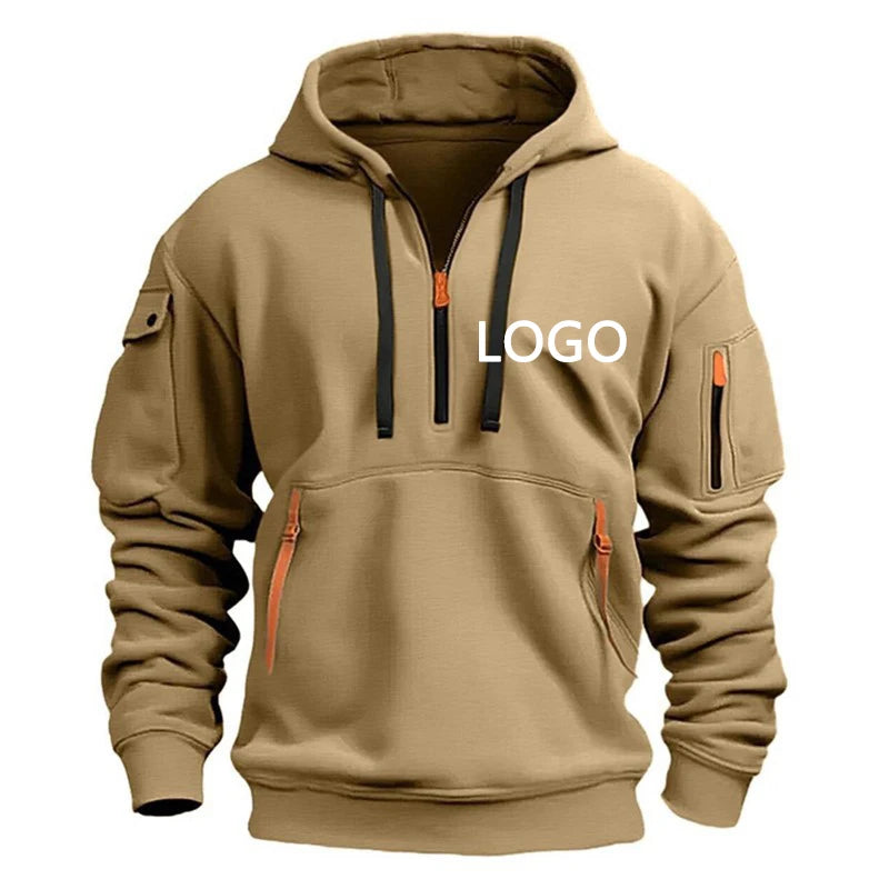 Customized Shoulder Drop Hoodies Men Leisure Sport Multi Zipper Arm Pocket Loose Sweatshirts Women Fashion Hoody Jacket Pullover