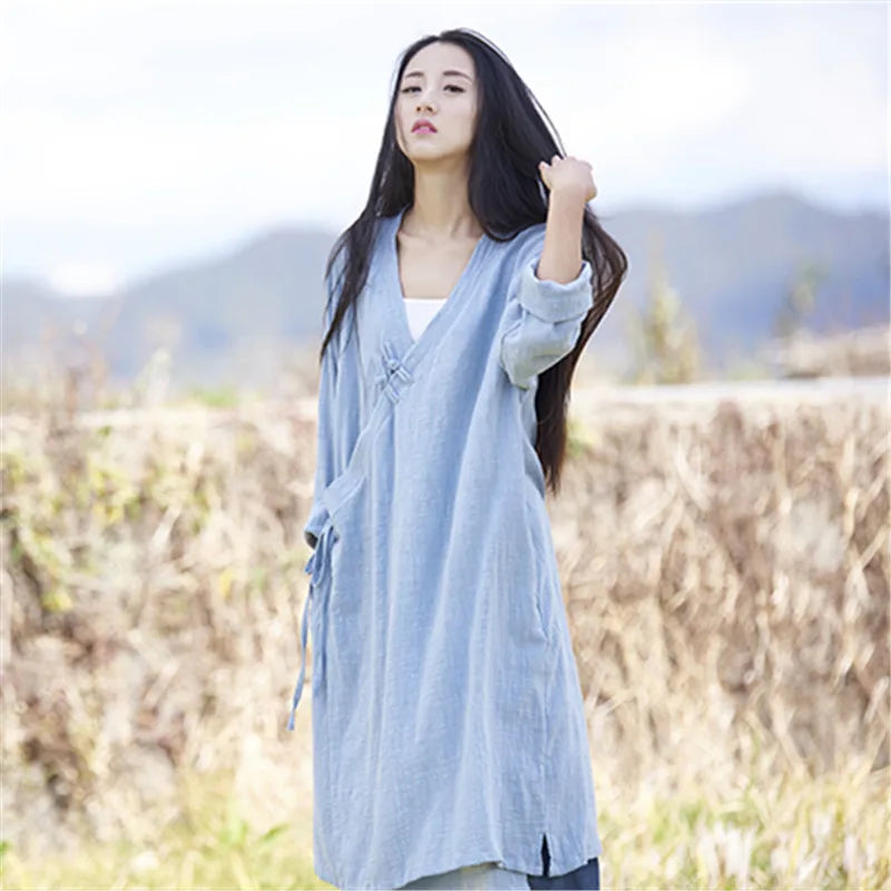 Johnature 2025 New Women's Coat Autumn Summer Cotton Linen Vintage Soft Full Sleeve Women's Lacing Plus Solid Coat