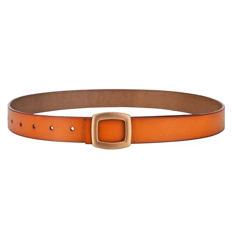 2021 New Belts for Women Genuine Leather Luxury Designer Jeans Belt Female Waistband Fashion Square Metal Buckle Belt Lady Black