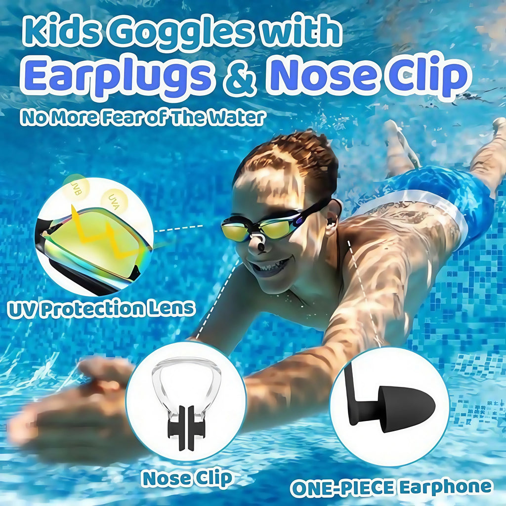 New Kids Swim Goggles For Boys And Girls (2-14 Age) High Quality Silicone Anti UV400 Protection Clear Lens Swimming Set
