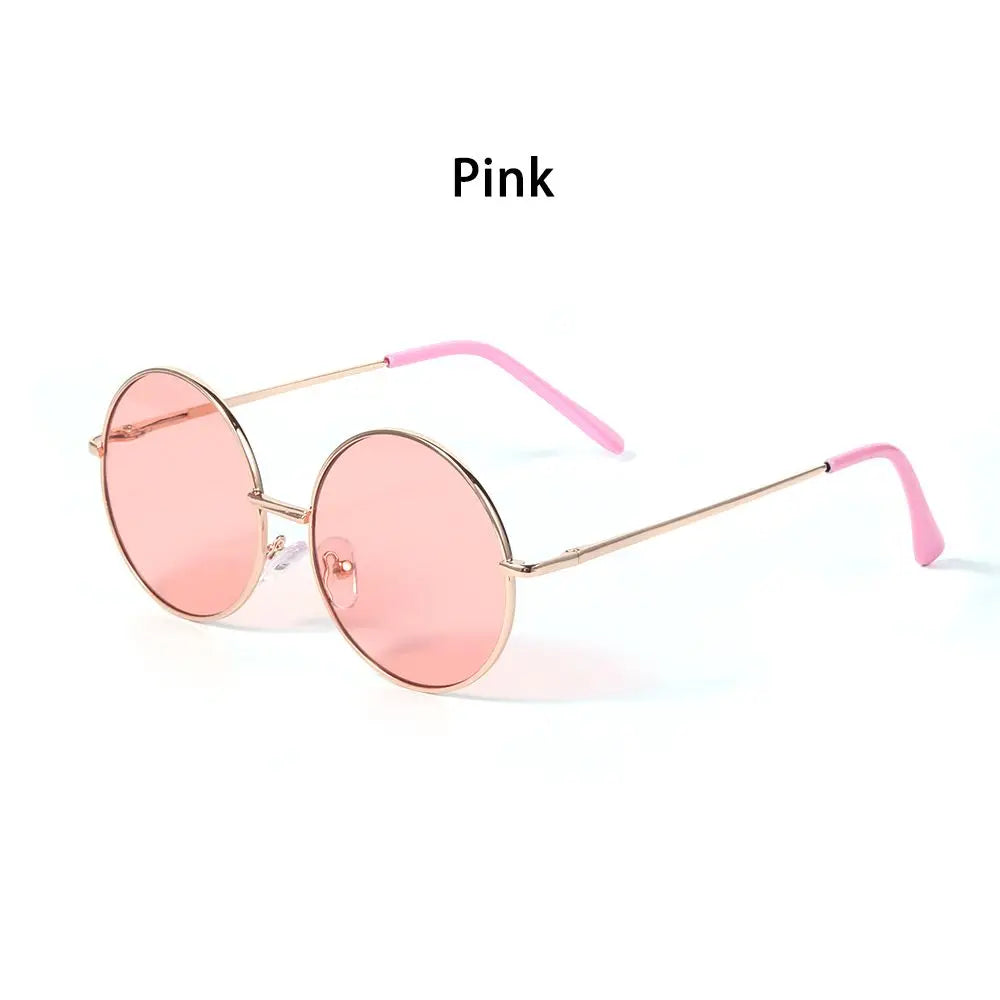 NEW Summer Child Retro Round Frame Sunglasses Children Kids Black Pink Red Lens Fashion Boys Girls UV400 Protection Eyewear 14mm