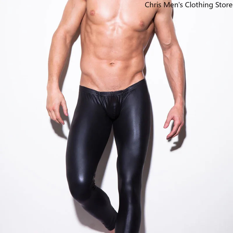 【2025 Nightclub Super Pants 】 Men's Patent Leather Tight Pants, Stretch Stage Performance Pants, Bar Party Shiny Men's Trousers