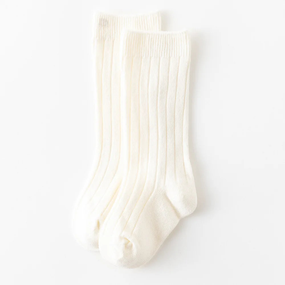Baby Socks Newborn Kids Infant Girls Boys Knee High Sock Toddler Girl Solid Cotton Stripe Plain Long Sock For 0-3Years Children