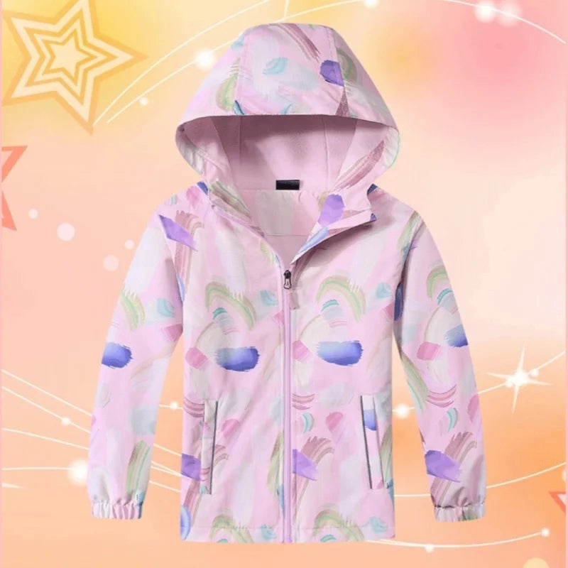 Boys Girls Jackets Lightweight Waterproof Hooded Raincoats Windbreakers for Kids Children's Softshell Coat Outdoor Sports Jacket