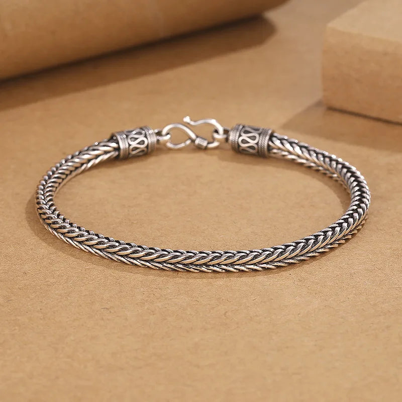 Men Bracelet 925 Sterling SilverVintage Men Bracelet for Man Women Wedding Jewelry Engagement Fashion Gift Party High Quality