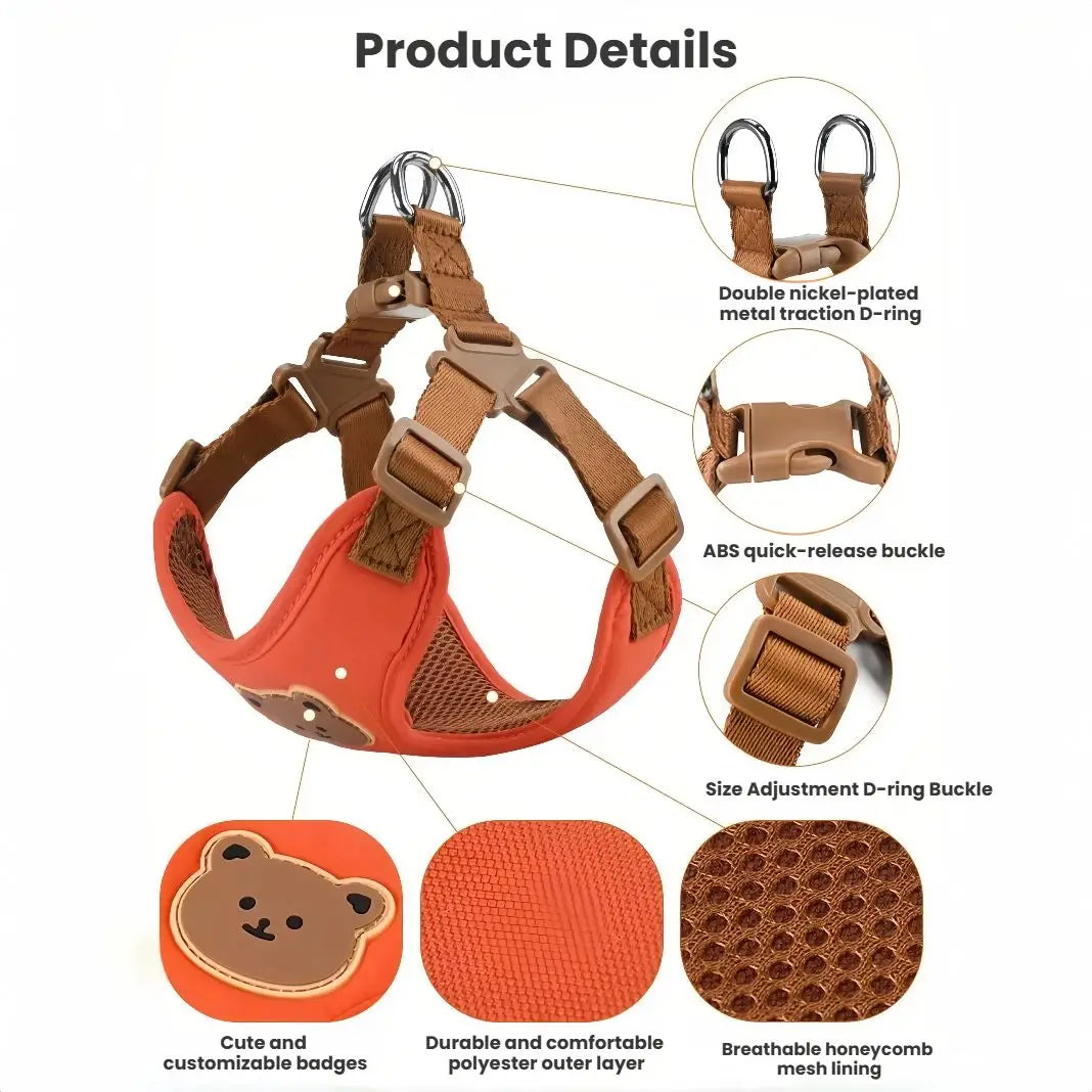 Pet Dog Harness Leash Set Small Medium Dog Cat Vest Breathable Puppy Chest Strap French Bulldog Chihuahua Harness Pet Supplies