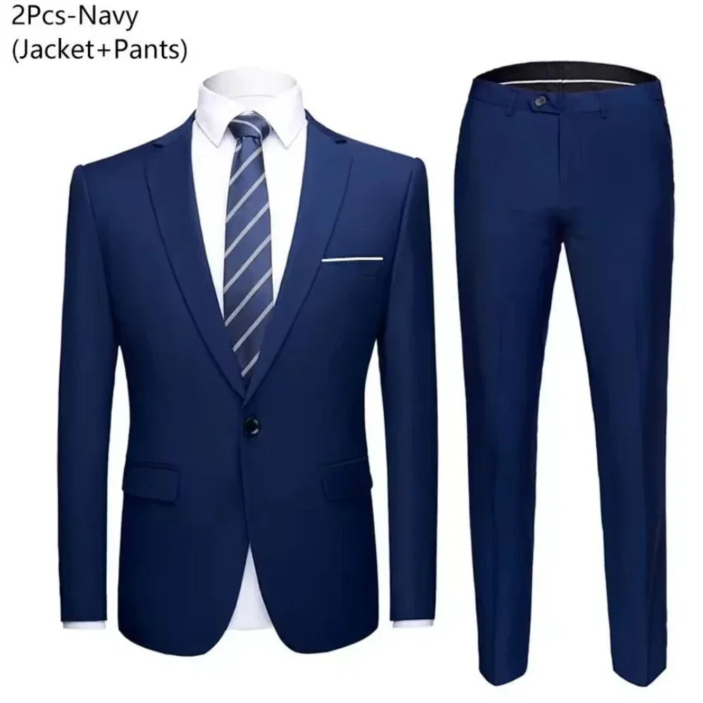 Men Suits Set  2 Pieces Jackets Pants For Wedding Elegant Slim Fit Blazers Formal Outfit Fashion Classic Full 2025 Costume